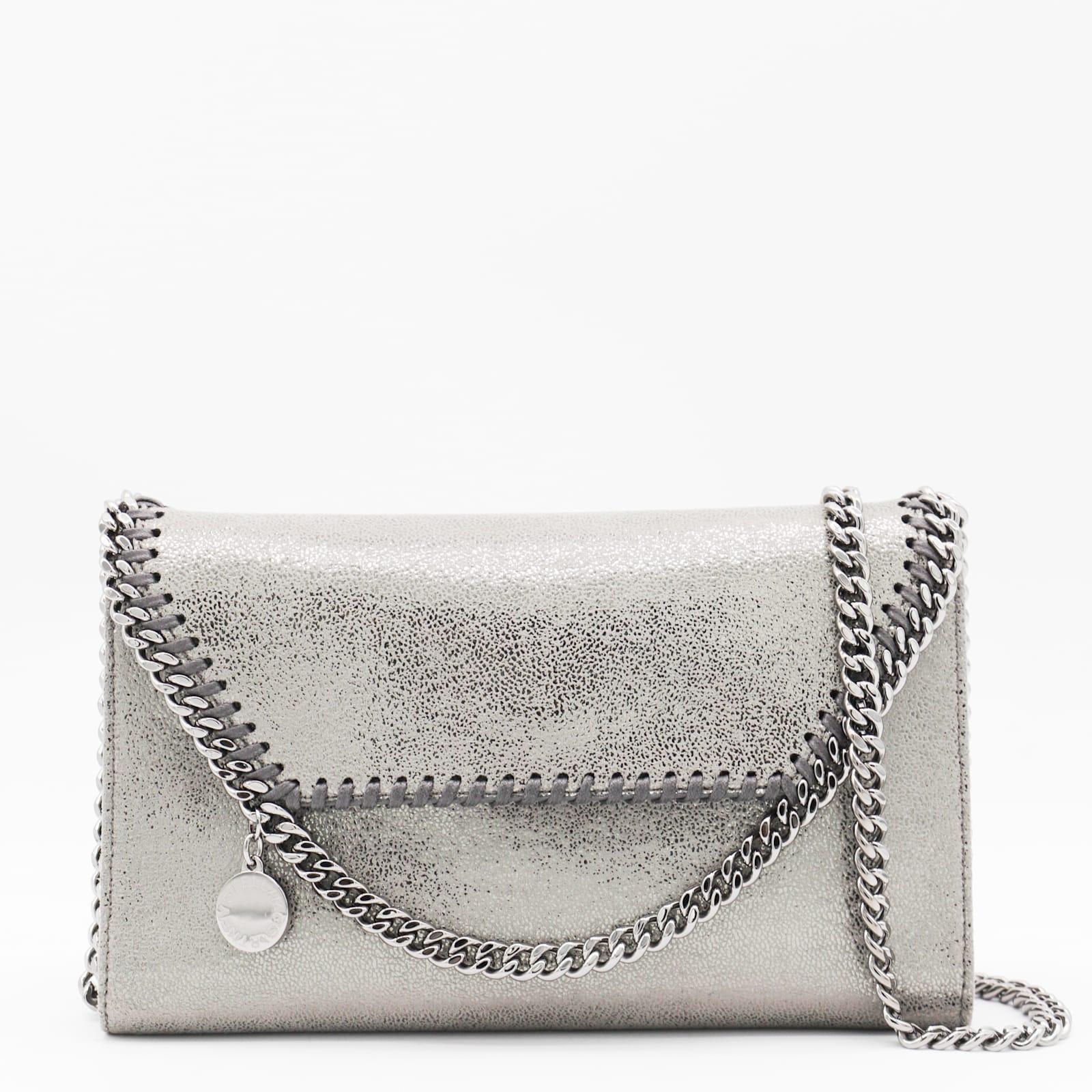 stella mccartney silver faux leather falabella shoulder bag