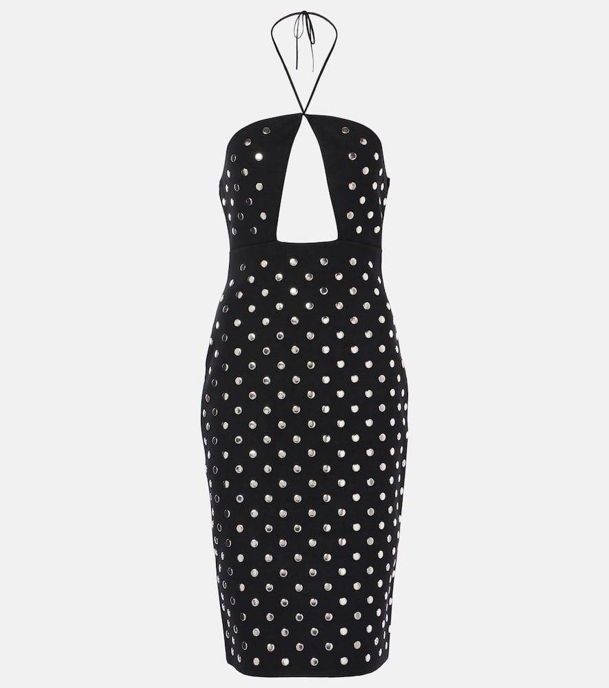 stella mccartney studded cutout halterneck midi dress