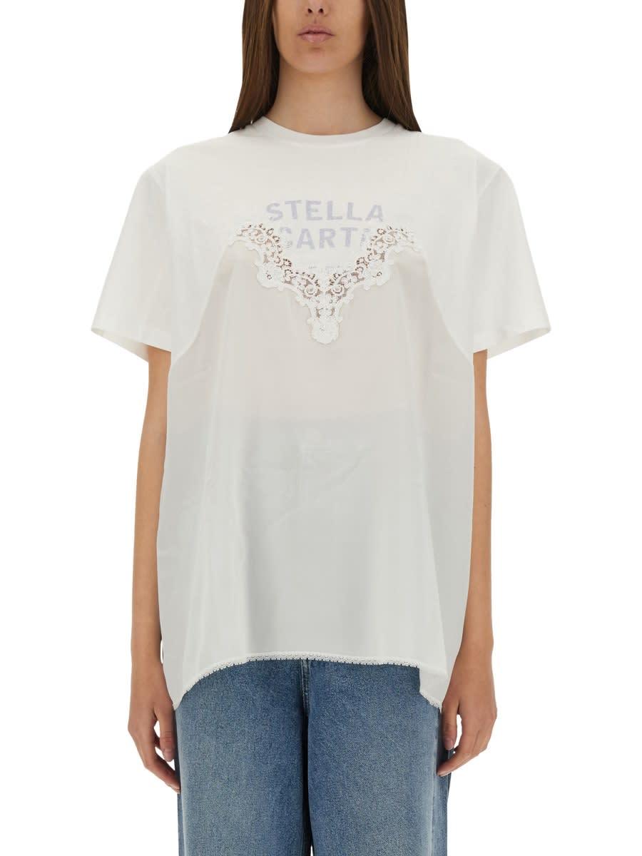 stella mccartney t-shirt with lace insert