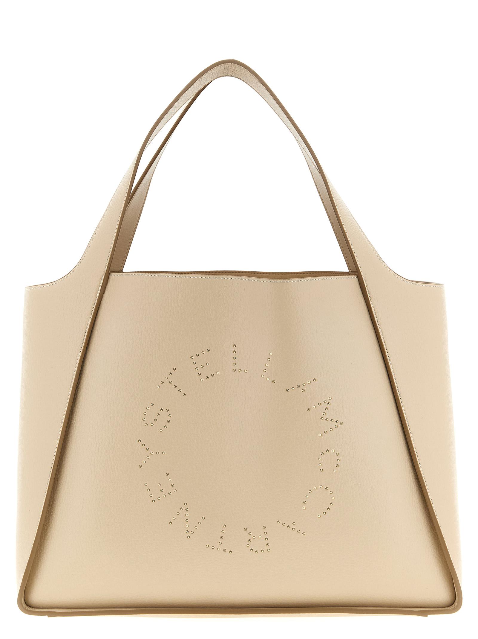stella mccartney the logo bag shopping beige polyamide shoulder - women