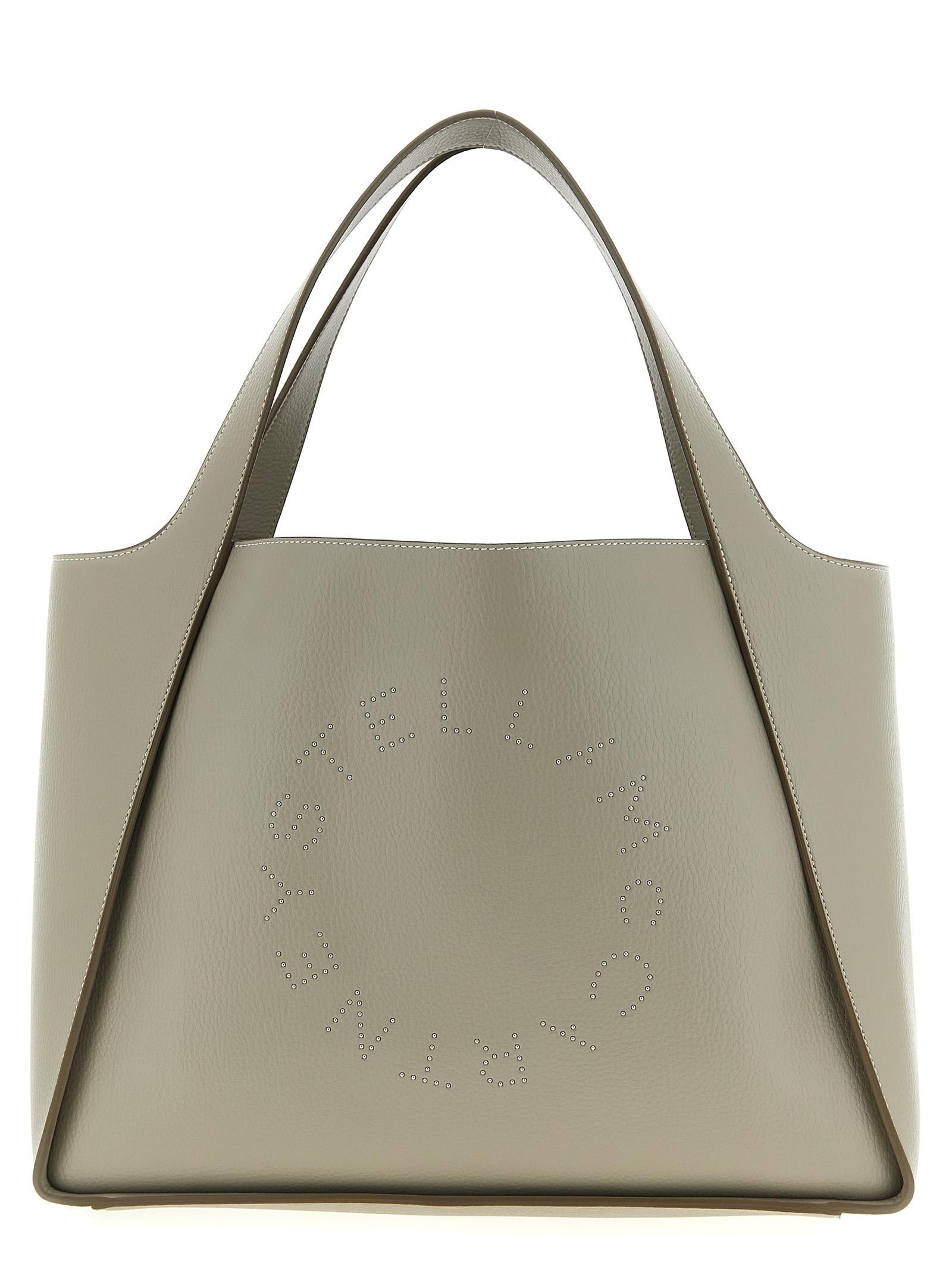 stella mccartney the logo bag shopping beige polyamide tote - women