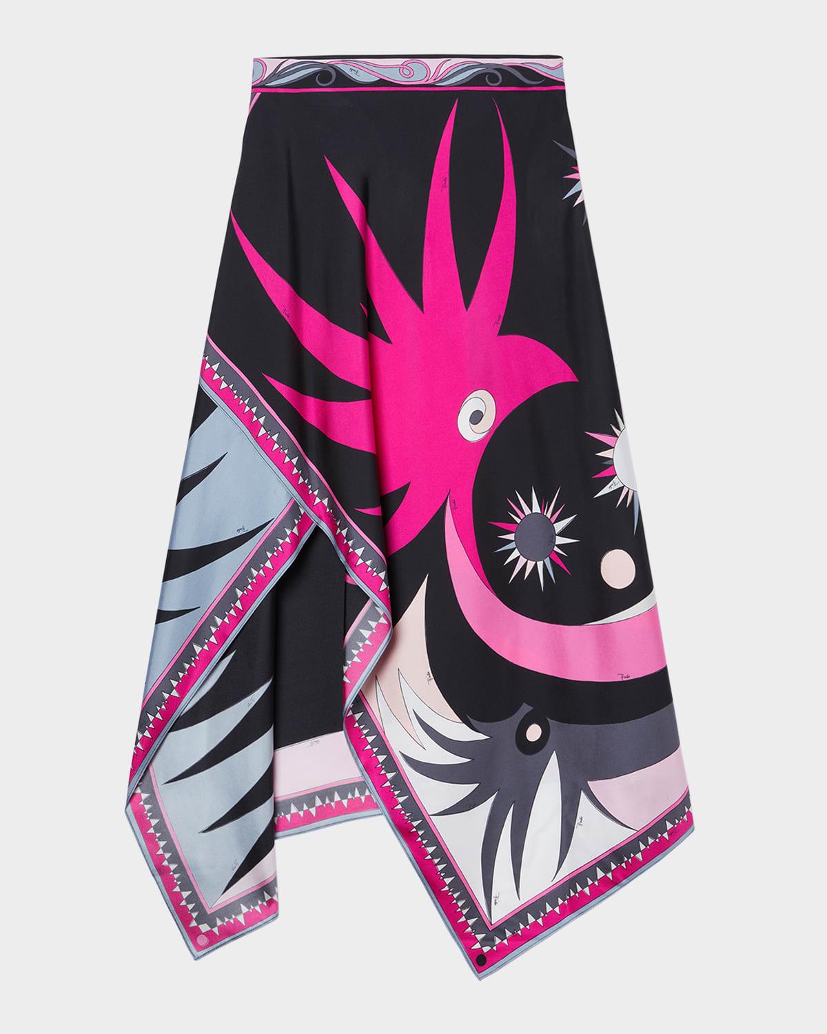 stella-print asymmetric maxi skirt