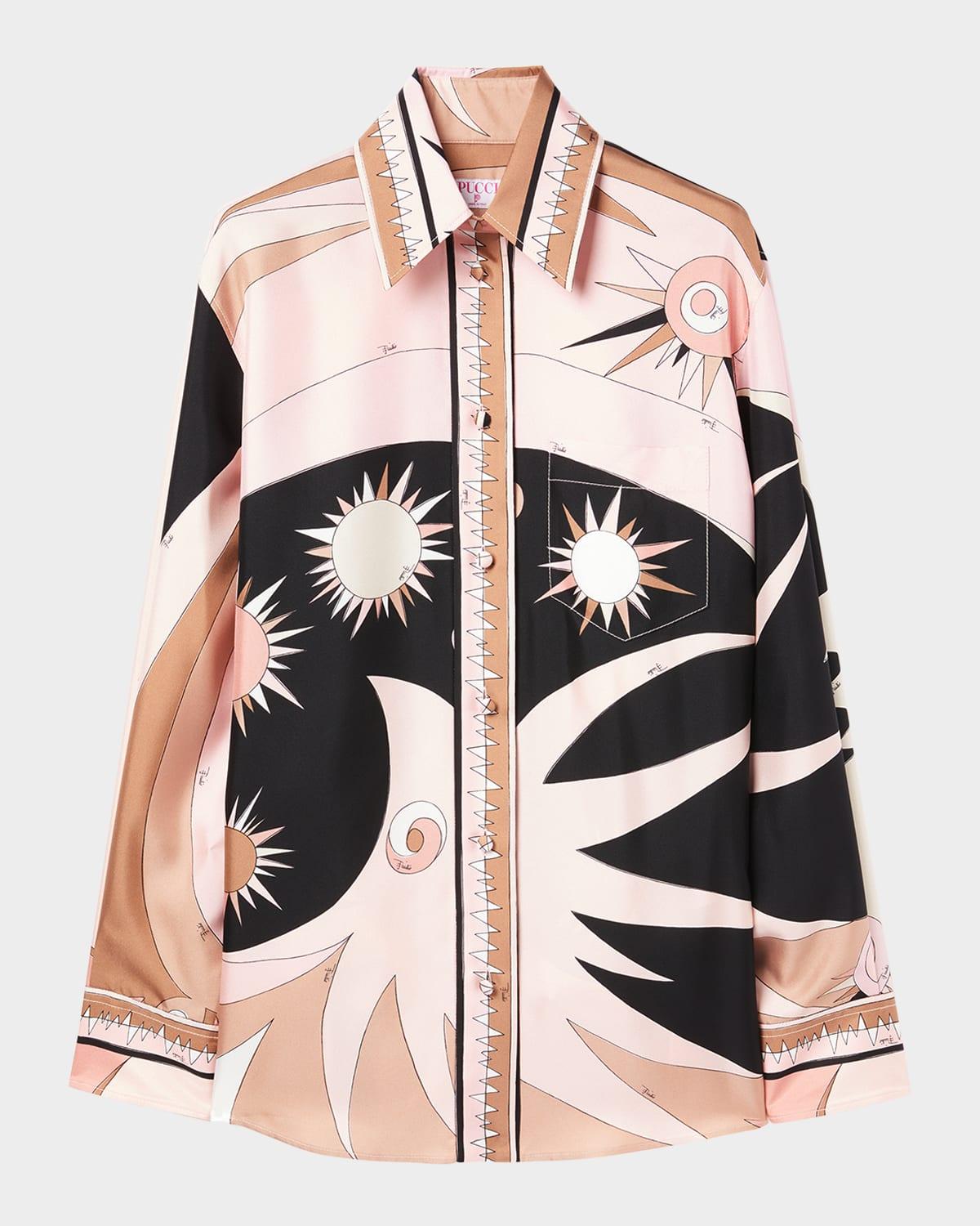 stella print silk oversized shirt