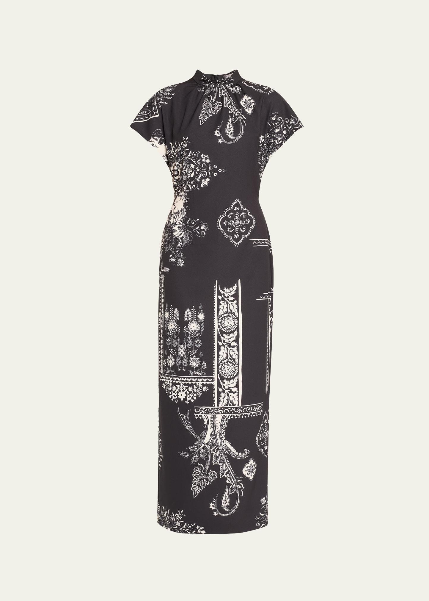 stella printed short-sleeve maxi dress