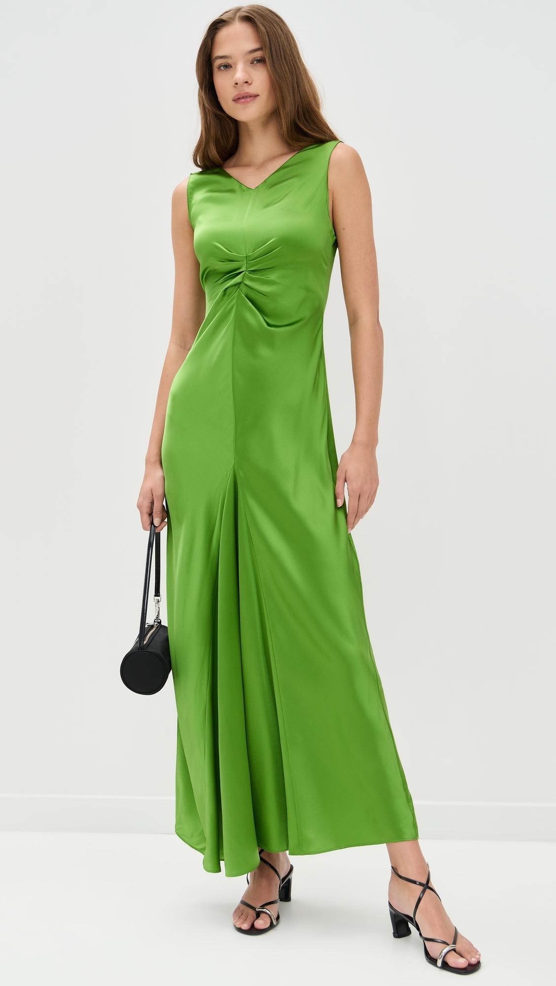 stella silk satin ruched dress