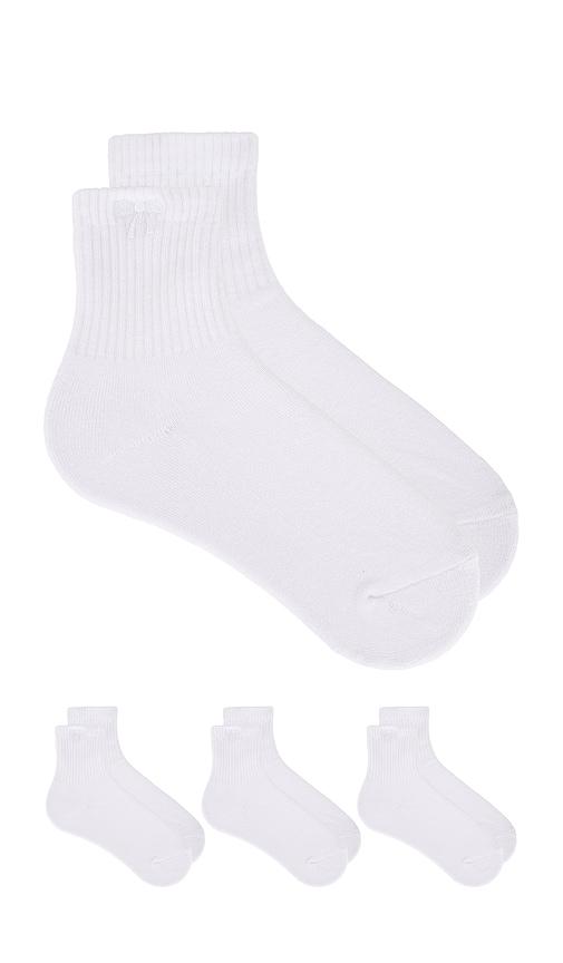 stems 3-pack cushioned bow ankle socks in white.