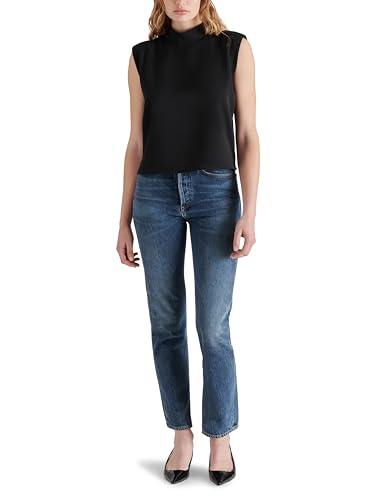steve madden apparel women's adelie top, black, medium