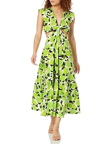 steve madden apparel women's amanda midi dress, sunny limes