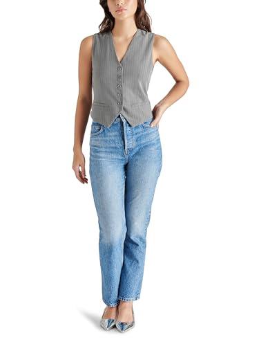 steve madden apparel women's barrett top, grey, medium
