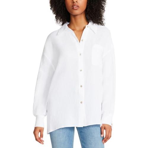 steve madden apparel women's blanca top, optic white, medium
