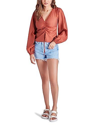 steve madden apparel women's felicity top, burnt henna, small