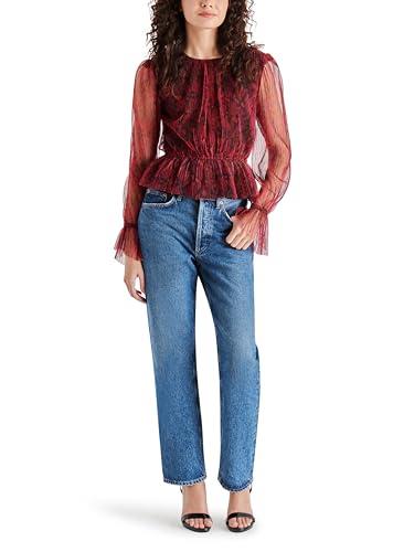 steve madden apparel women's filippa top, dark fuchsia