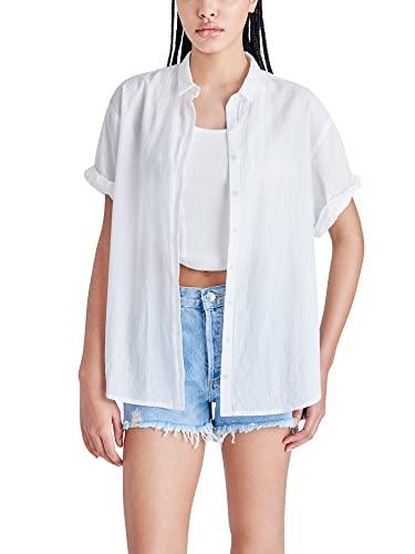 steve madden apparel women's kiralin top, optic white, x-small