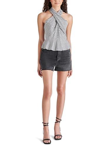 steve madden apparel women's kosta top, navy stripe, x-small