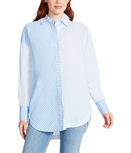 steve madden apparel women's poppy top, blue, medium
