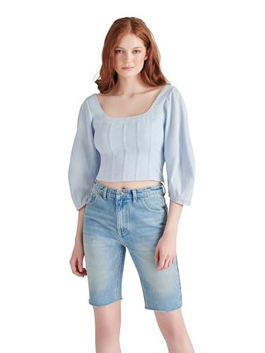 steve madden apparel women's shay top, sky blue