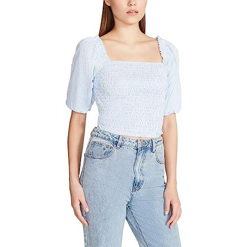 steve madden apparel women's susan top, blue, small