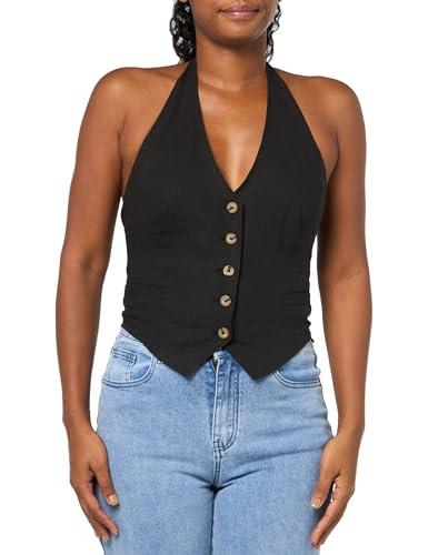 steve madden apparel women's wolfe top, black, medium