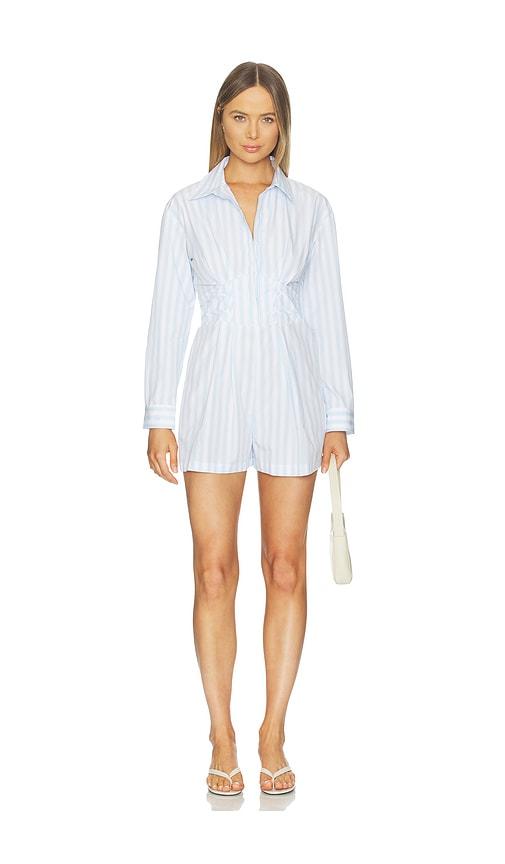 steve madden aria romper in baby blue.