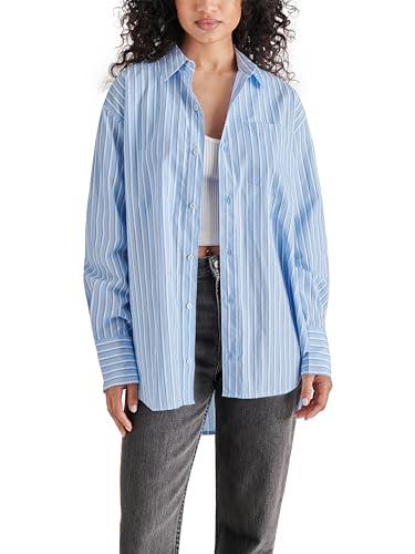 steve madden women's autumn top, light blue, large