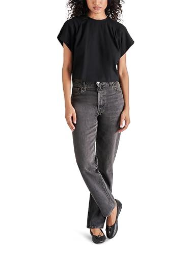 steve madden women's noah top, black, x-small