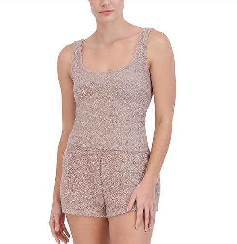 steve madden women's scoop-neck chenille sleep tank top, bark, medium