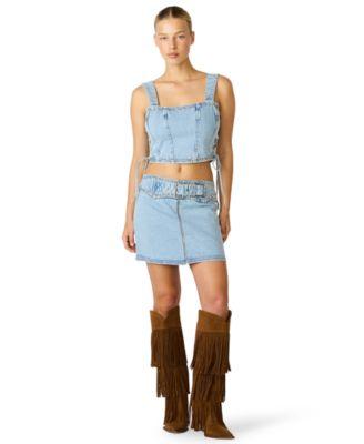 steve madden womens babe square neck top high rise mini skirt