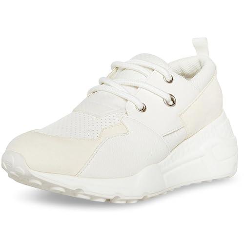 steve madden womens cliff solid low top fashion sneakers ivory 9.5 medium (b,m)