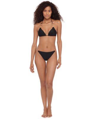 steve madden womens triangle double rings v neck top strap side bikini bottoms