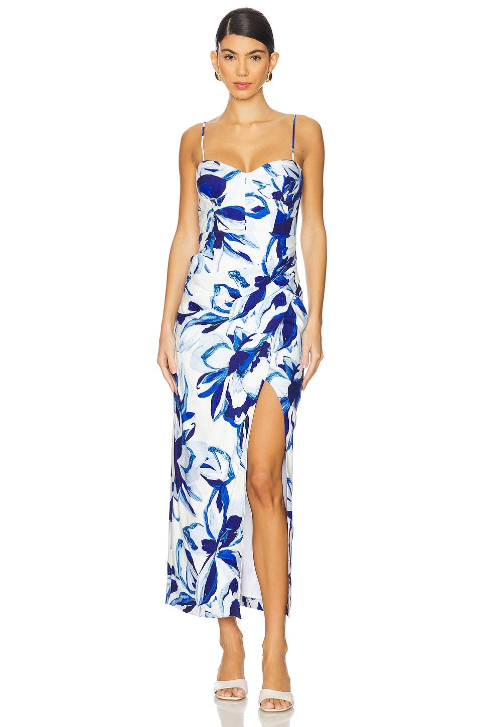 stevie bustier draped midi dress