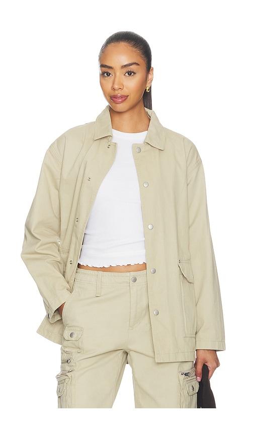 still here barn jacket in green.