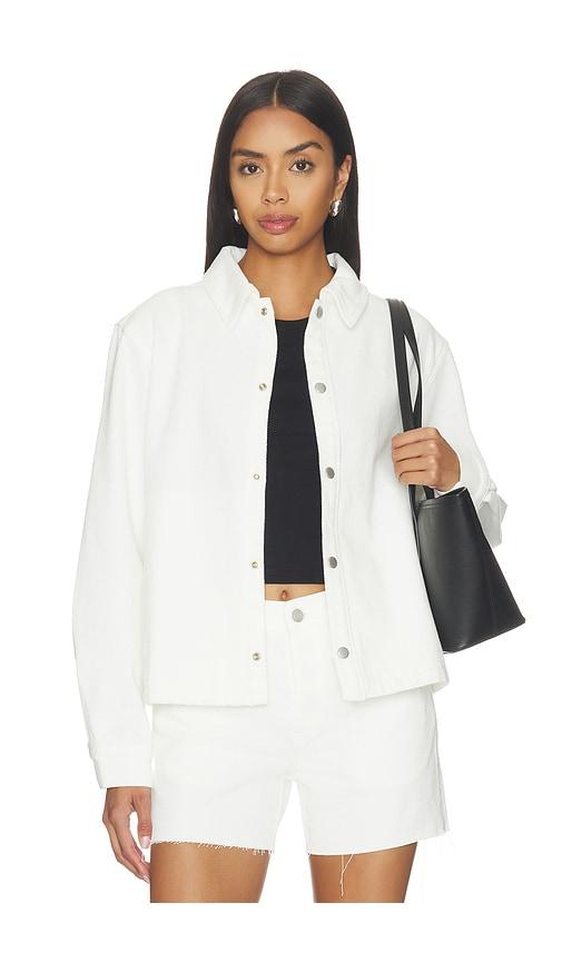 still here coach jacket in ivory.