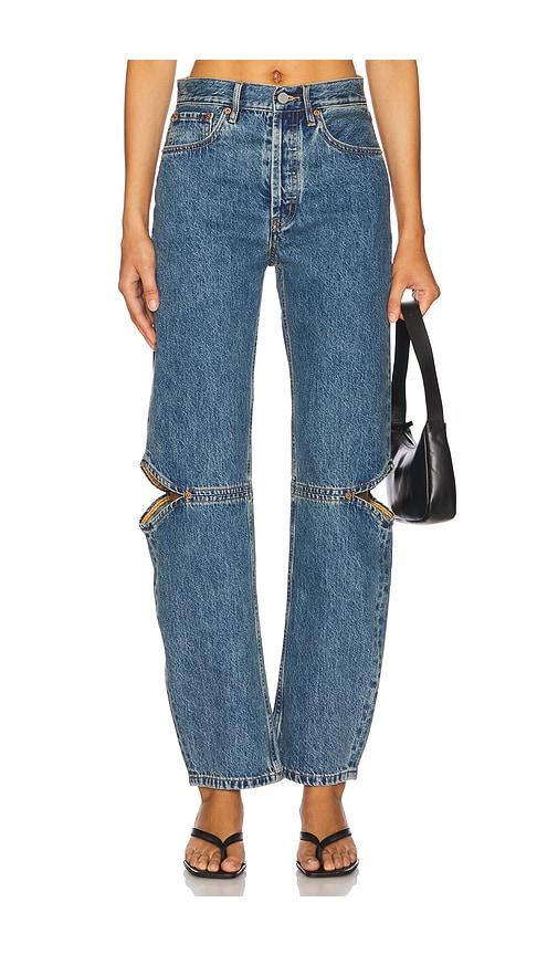 still here cowgirl straight jeans in blue.