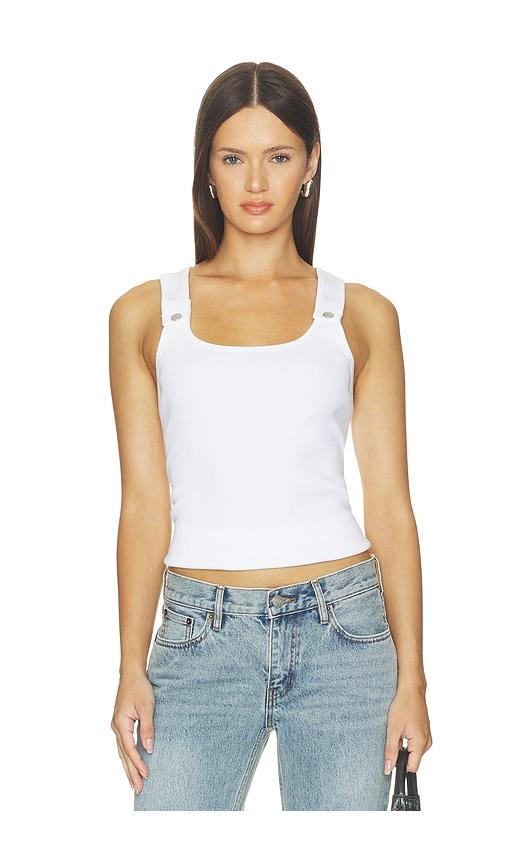 still here snap tank top in white.