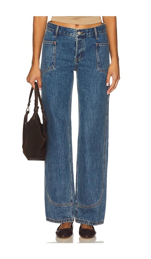 still here supply wide leg jeans in blue.