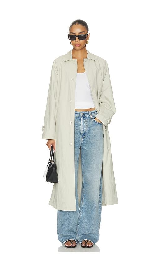 still here trench coat in grey.