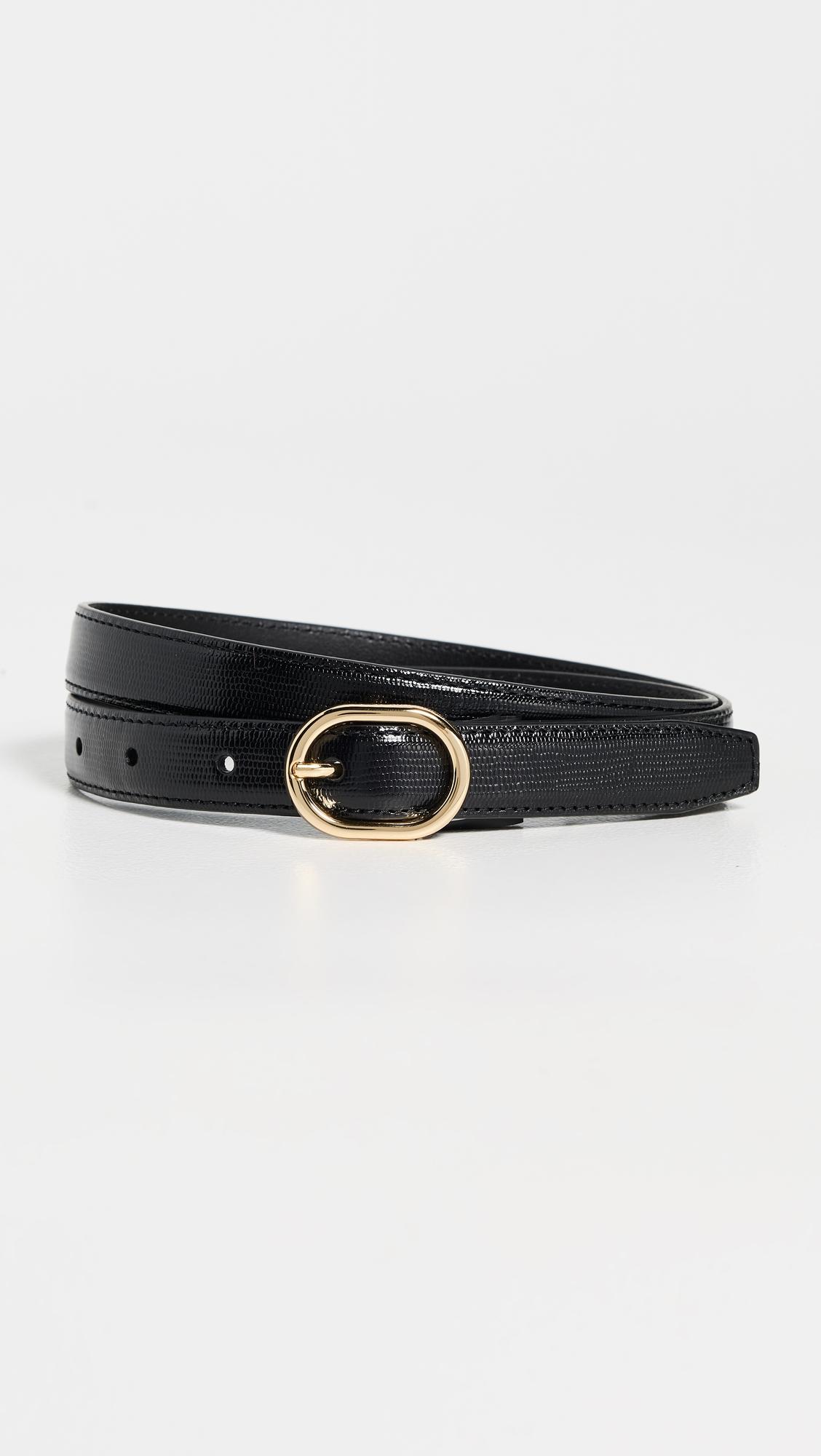 stitched lizard glazed belt