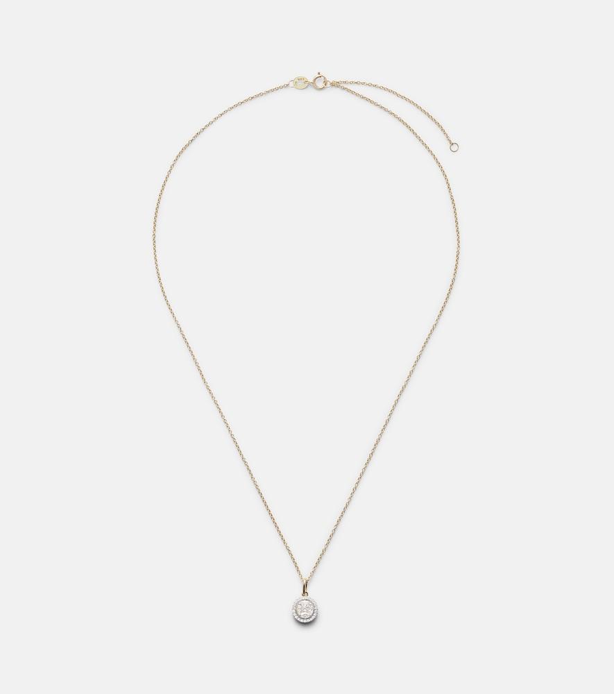 stone and strand framed mosaic 10kt yellow gold necklace with diamonds