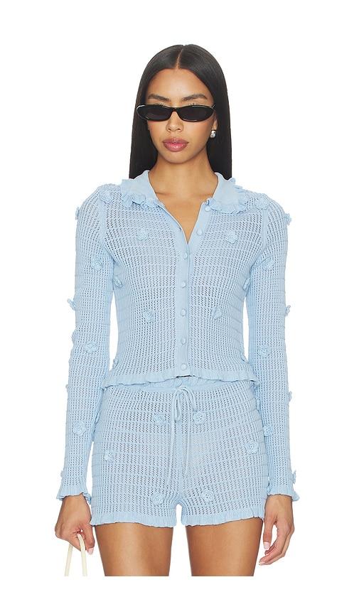 stone cold fox x revolve allayia floral cardigan in baby blue.