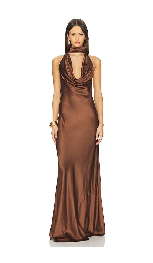 stone cold fox x revolve amelia gown in brown.