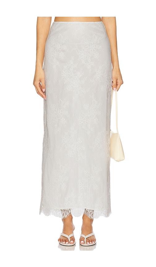 stone cold fox x revolve audrey maxi skirt in white.