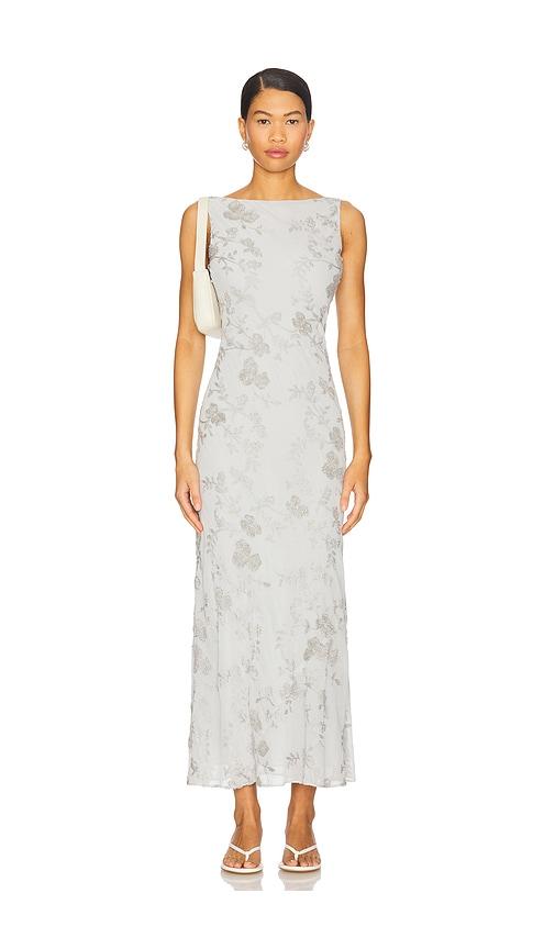 stone cold fox x revolve blaire embroidered maxi dress in blue.