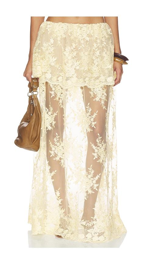 stone cold fox x revolve celia maxi skirt in ivory.