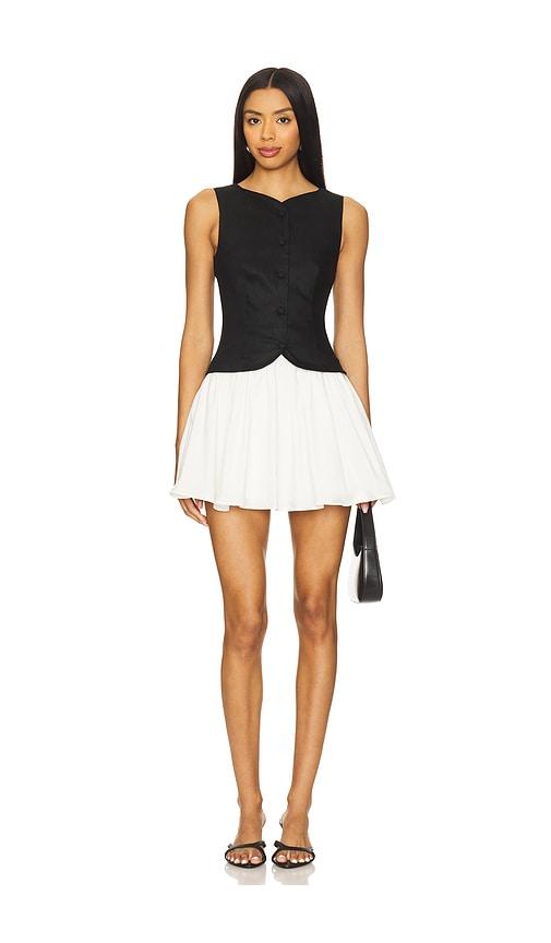 stone cold fox x revolve hannah mini dress in black,white.