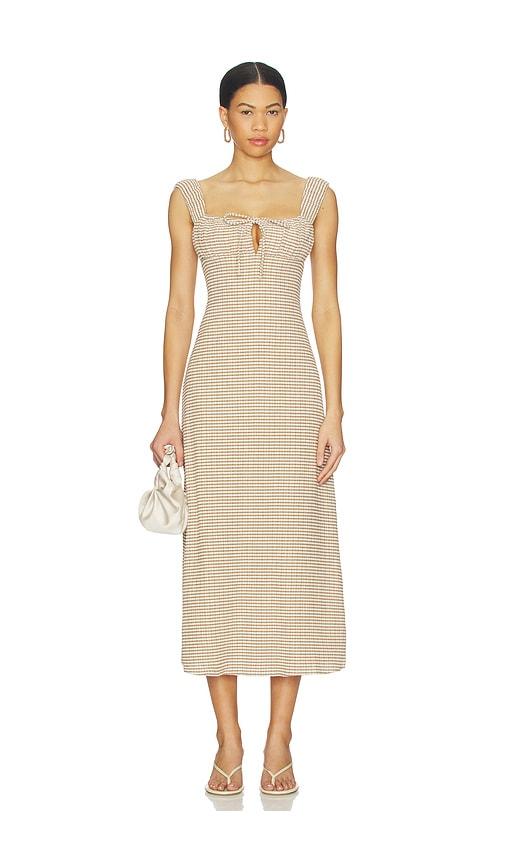 stone cold fox x revolve leni midi dress in taupe,cream.