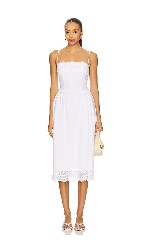stone cold fox x revolve maxine midi dress in white.