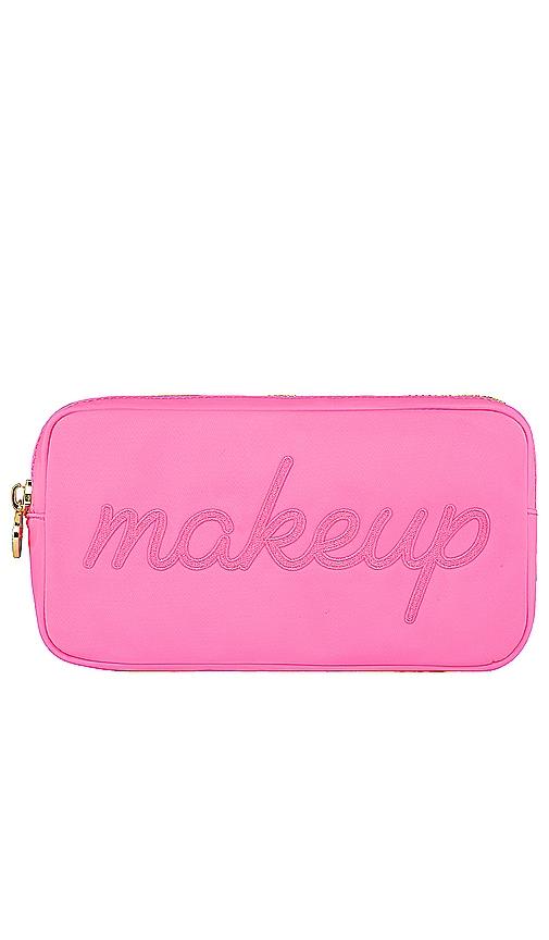 stoney clover lane bubblegum makeup embroidered small pouch in bubblegum.