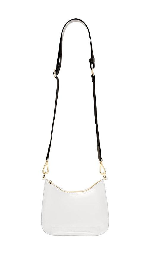 stoney clover lane clear curved crossbody bag in black.