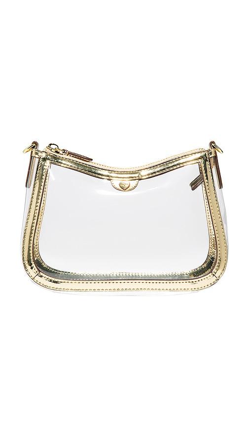 stoney clover lane curved east/west crossbody in metallic gold.