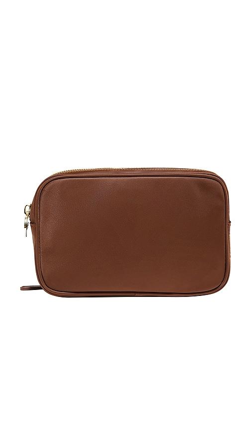 stoney clover lane double zipper pouch in espresso.